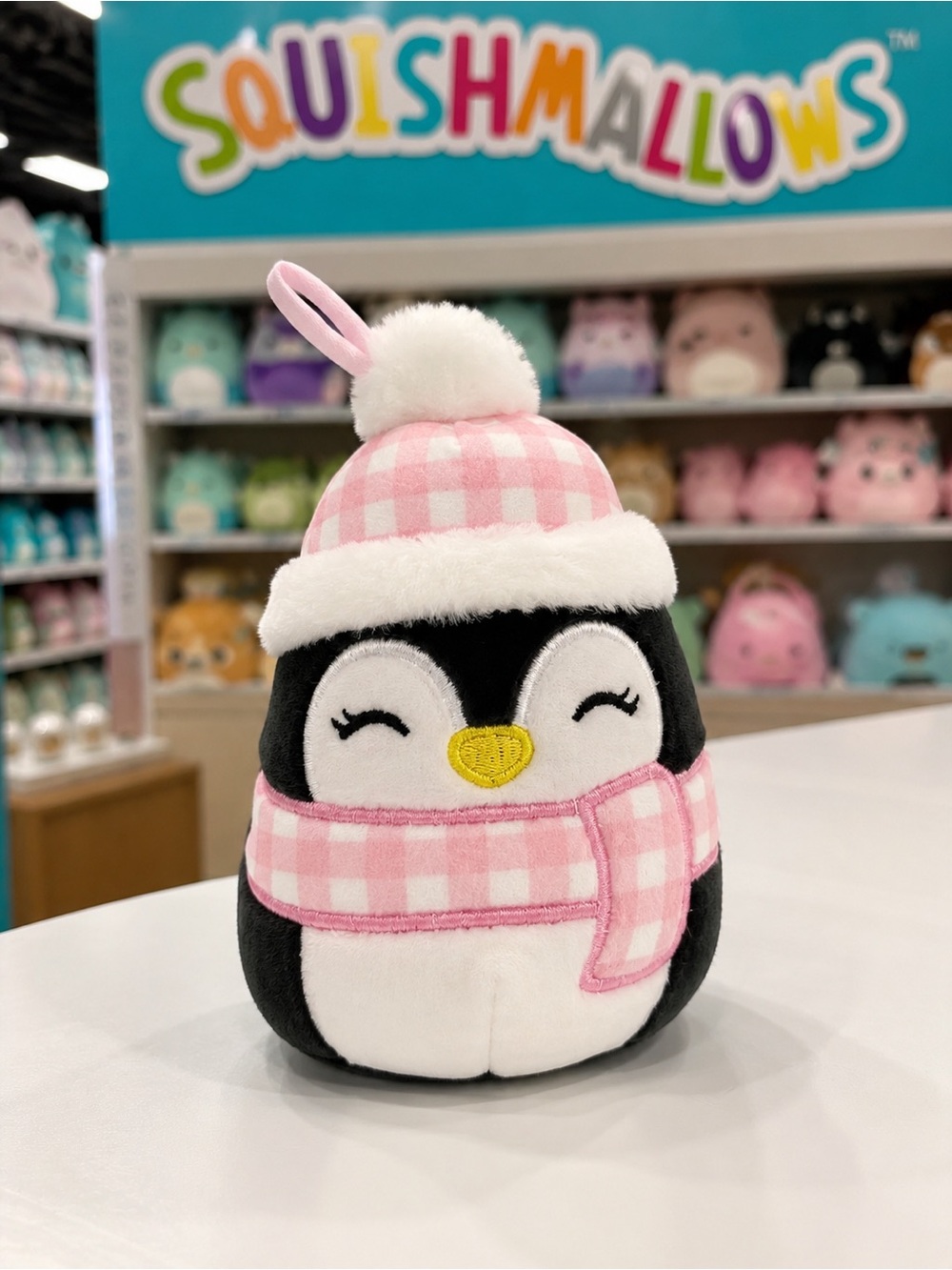 Squishmallows Winter Penguin Plush Pink Scarf & Hat Stuffed Animal Small Plush